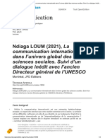 Ndiaga LOUM (2021), La communication internationale dans l’univers global des sciences sociales. Suivi d’un dialogue inédit avec l’ancien Directeur général de l’UNESCO