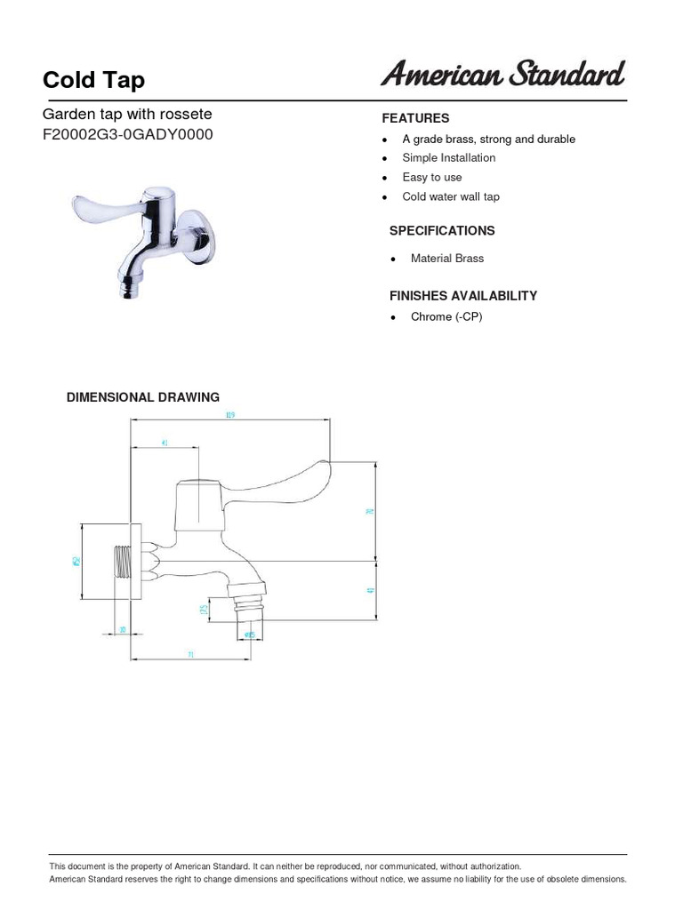 Garden Tap Specifications and Diagram | PDF