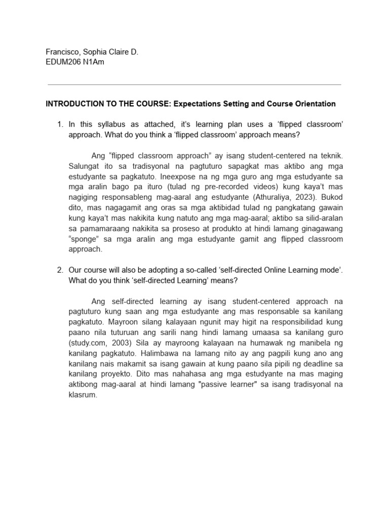 FRANCISCO, SOPHIA CLAIRE D. N1Am - INTRODUCTION TO THE COURSE ...