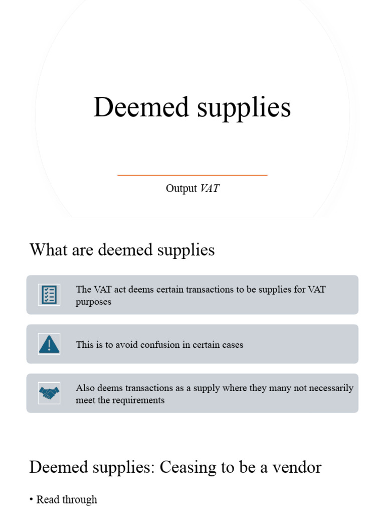 VAT Lesson 6 Deemed Supplies Download Free PDF Value Added Tax