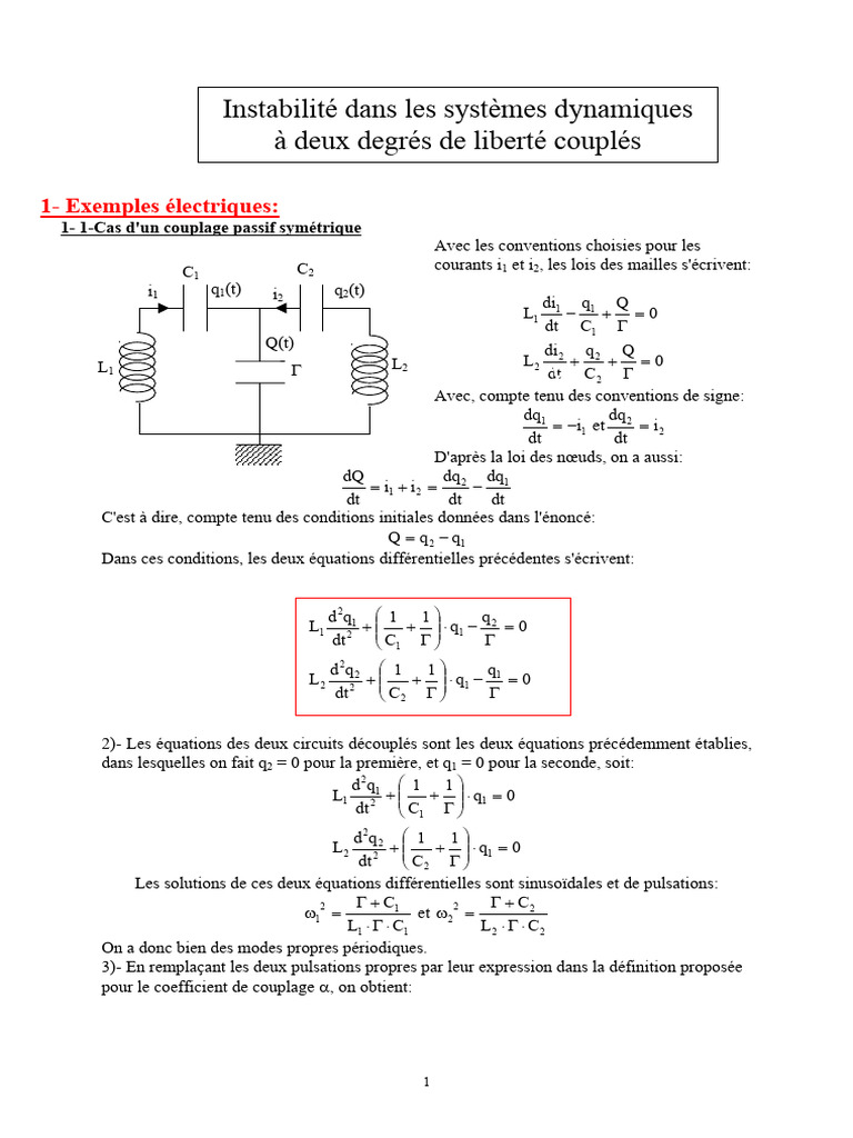Instabilité des systèmes dynamiques | PDF | Mode normal | Objets ...
