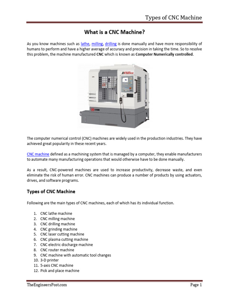 CNC Machines: A Comprehensive Guide | PDF | Numerical Control | Drilling