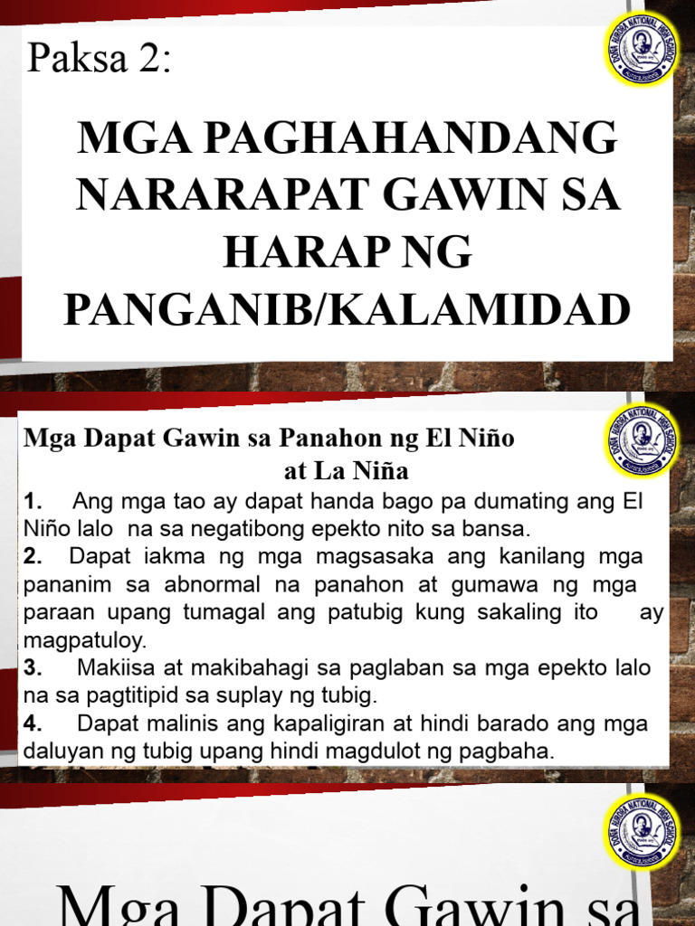 Paghahandang Nararapat Gawin Sa Harap NG Panganib PART 2... | PDF