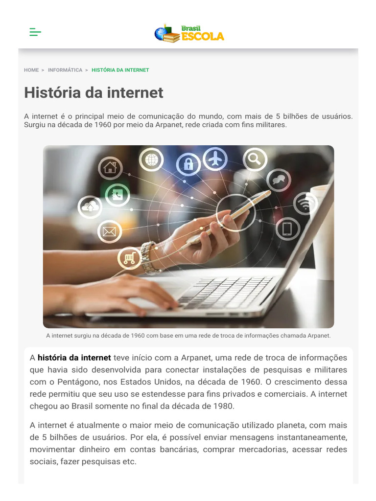 História da Internet no Brasil | PDF | Internet | Rede de computadores