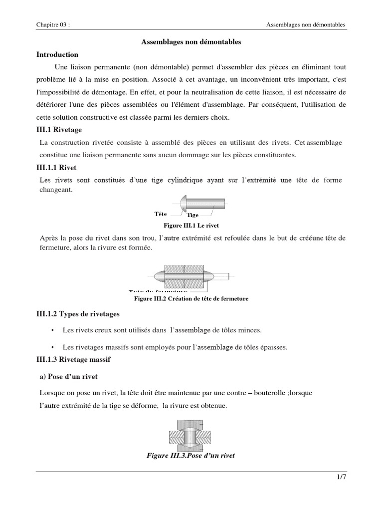 Assemblage par rivetage permanent | PDF | Rivet | Métallurgie