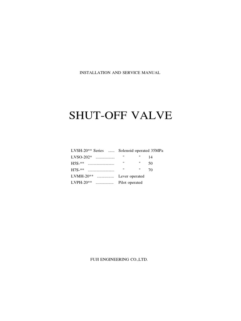 LVSH-206G Shut-Off Valve Manual | PDF | Valve | Direct Current
