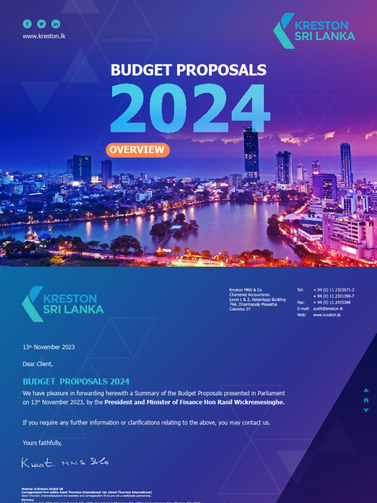 Kreston Sri Lanka Budget Proposals 2024 PDF Taxes Value Added Tax