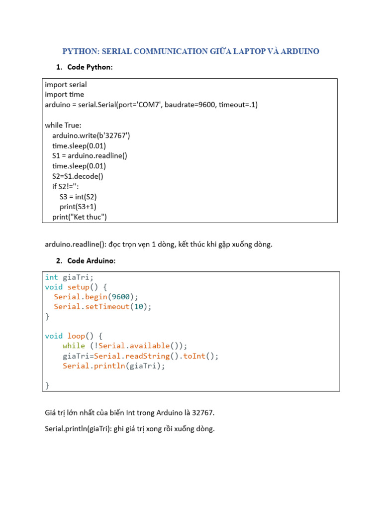 Serial Communication Gi A Python Và Arduino | PDF