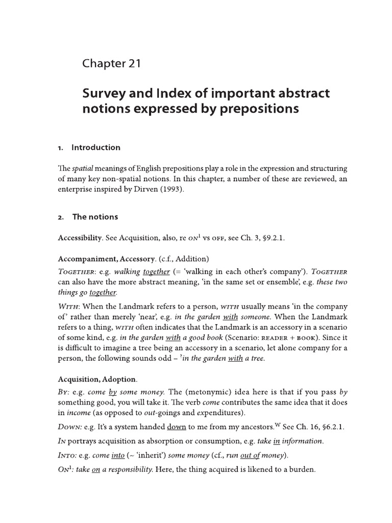 Abstract Notions Expressed by Preposition | PDF