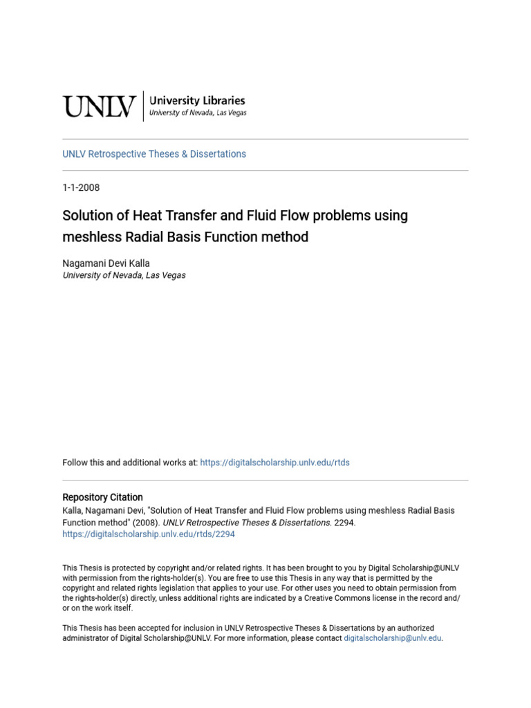 Solution of Heat Transfer and Fluid Flow Problems Using Meshless | PDF ...