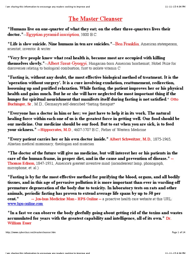 Master Cleanser PDF Maple Syrup Soup