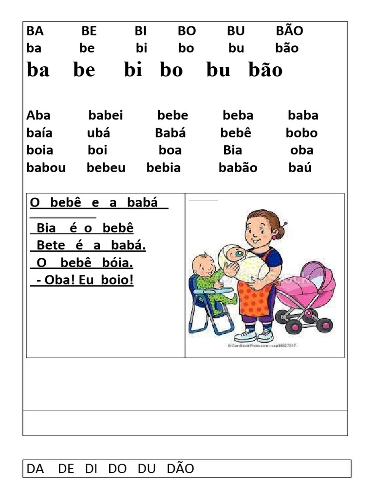 Atividades de Leitura: Ba Be Bi Bo Bu | PDF