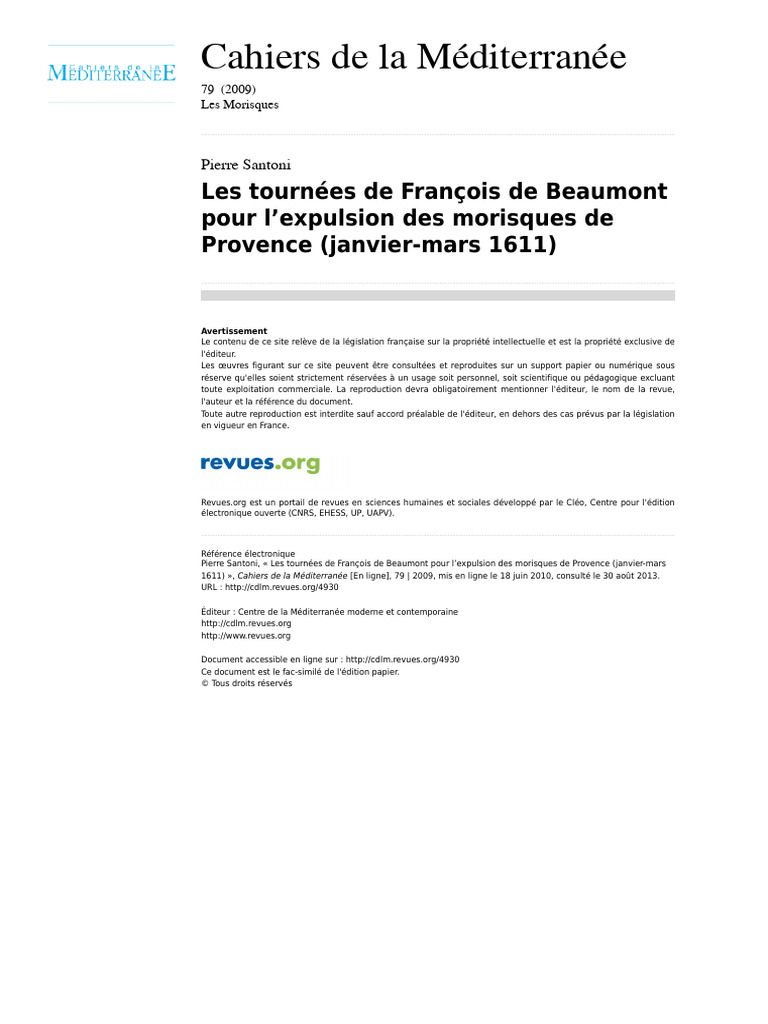 Expulsion des Morisques en Provence 1611 | PDF | Marseille | Provence