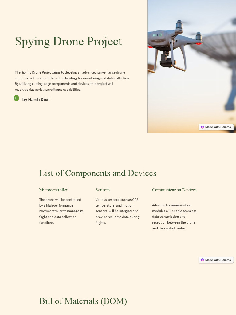 Spying Drone Project | PDF | Unmanned Aerial Vehicle | Surveillance
