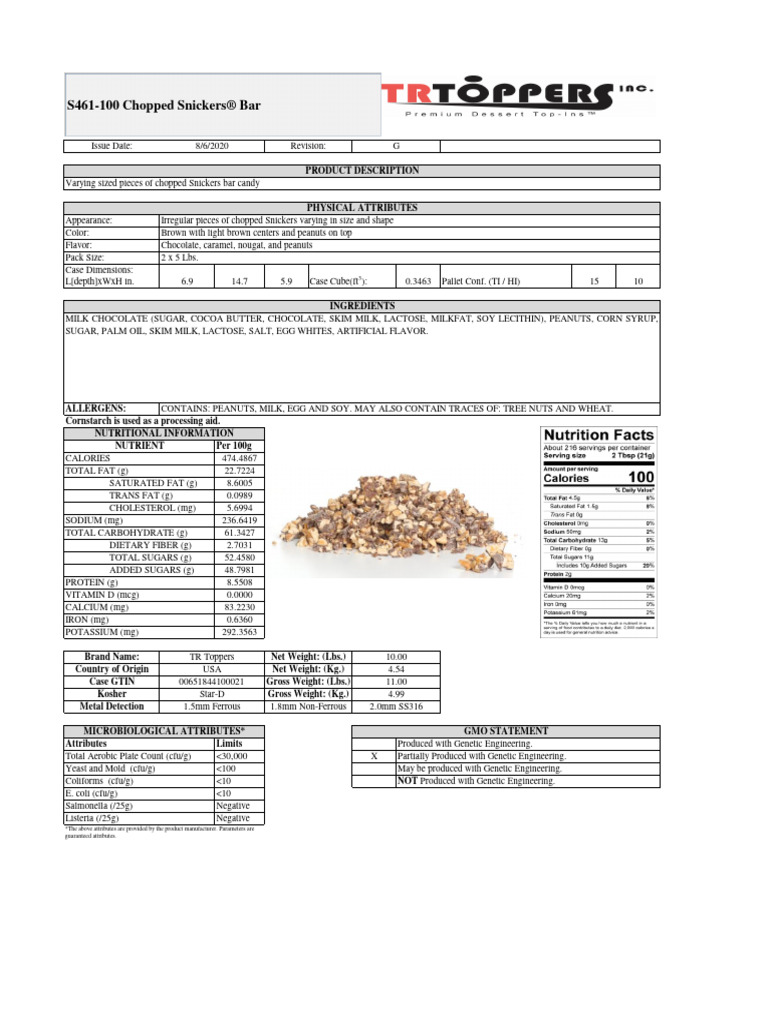 S461 100 Chopped Snickers | PDF | Chocolate | Peanuts