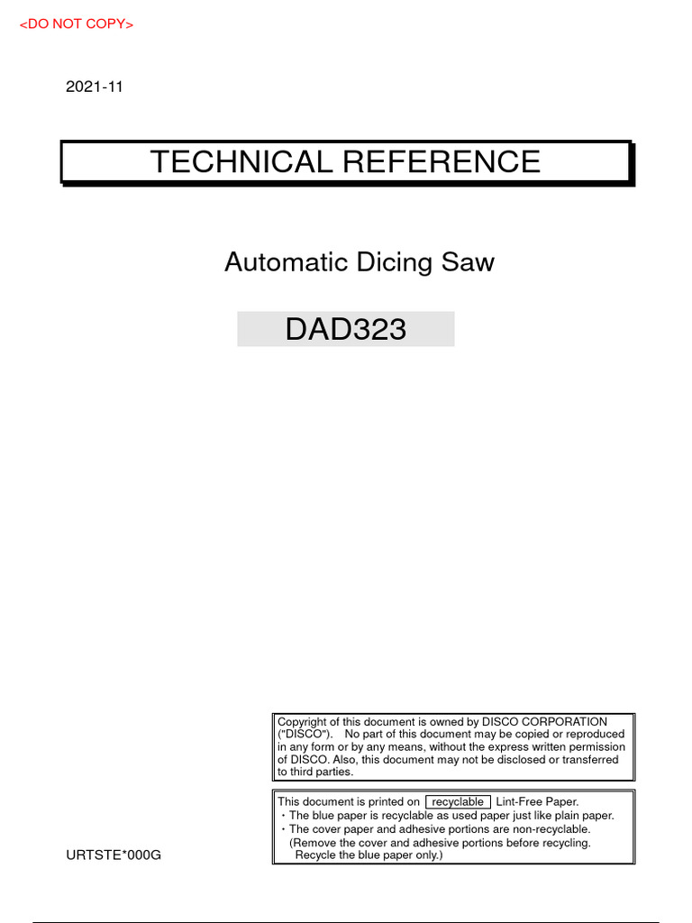 Technical+Reference+ (English) Dicing Saw DAD323 | PDF | Electric Motor ...
