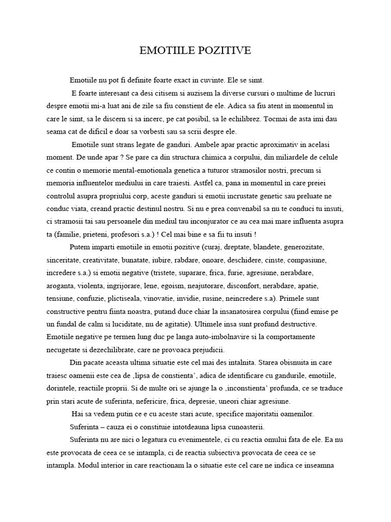 Emotiile Pozitive | PDF