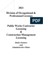 State of Idaho Public Works Statutes Rules 2021