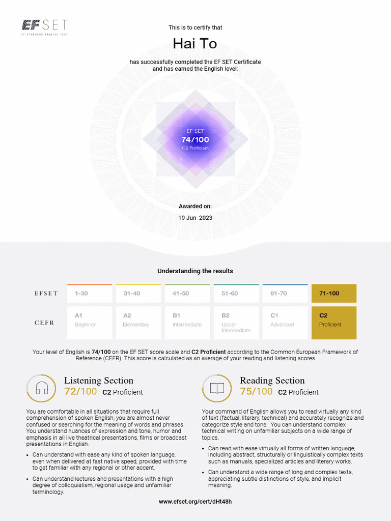 EF SET Certificate | Download Free PDF | Applied Linguistics | Human ...