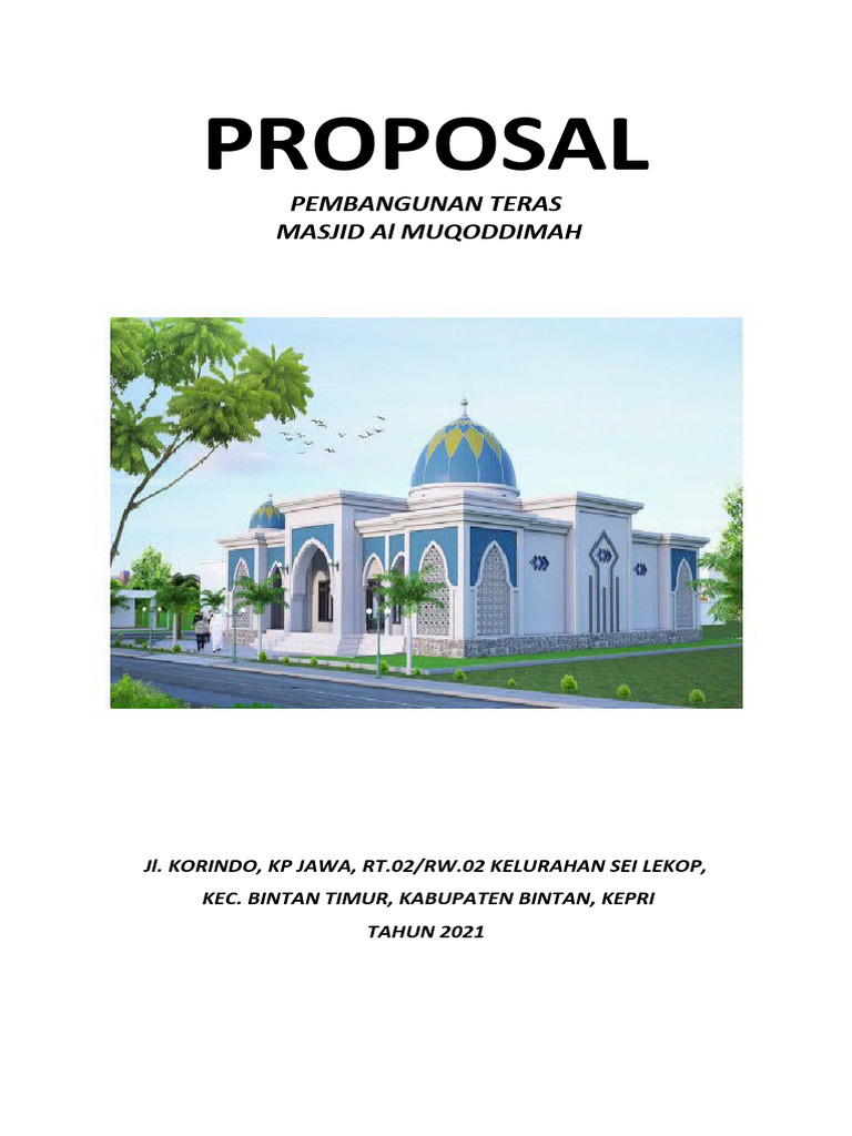 Proposal Pembangunan Teras Masjid Al-Muqoddimah | PDF