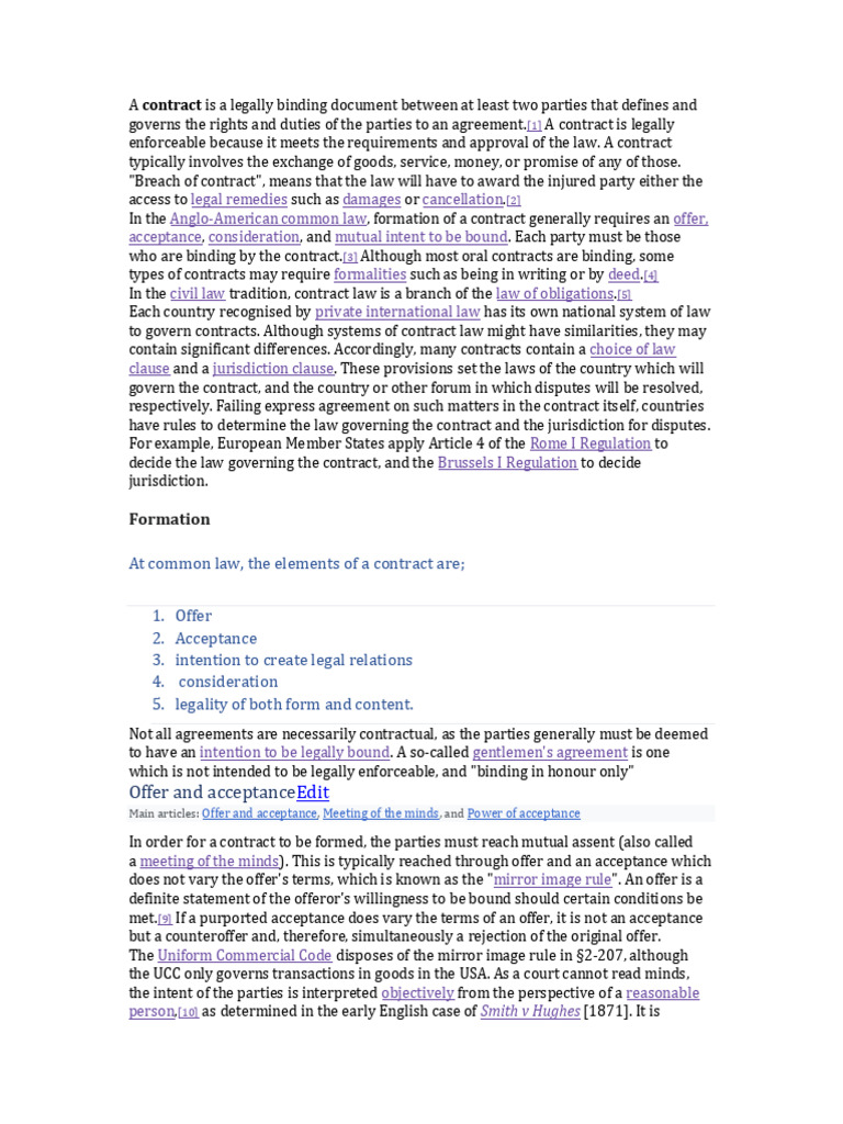 Understanding Contract Law Essentials | PDF | Offer And Acceptance ...