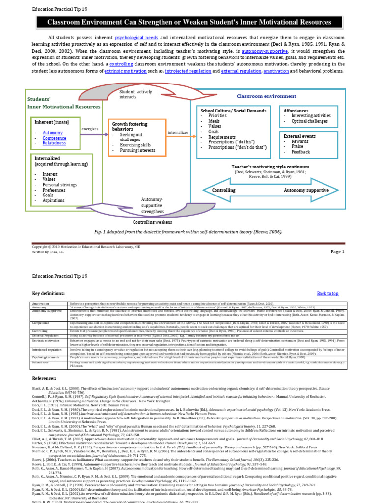 Classroom Environment Pdf Motivational Motivation