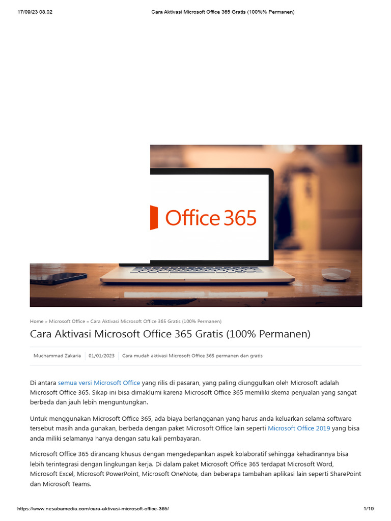 Cara Aktivasi Microsoft Office 365 Gratis (100 Permanen) PDF