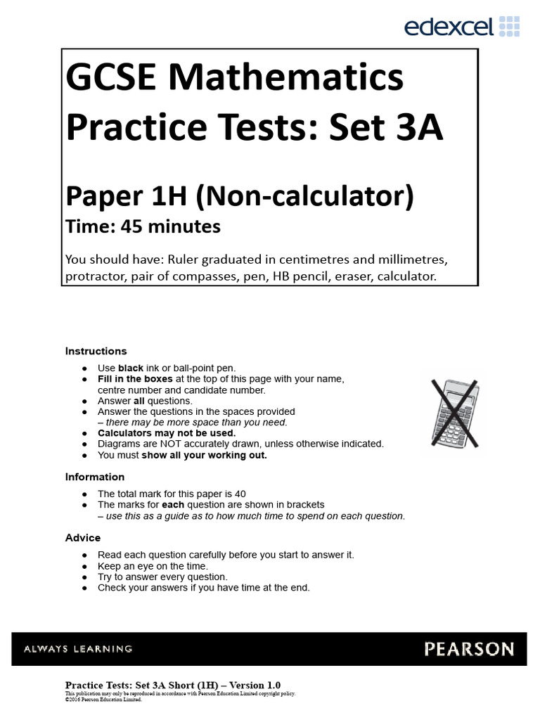 04a Practice Test Set 3A - Paper 1H | PDF