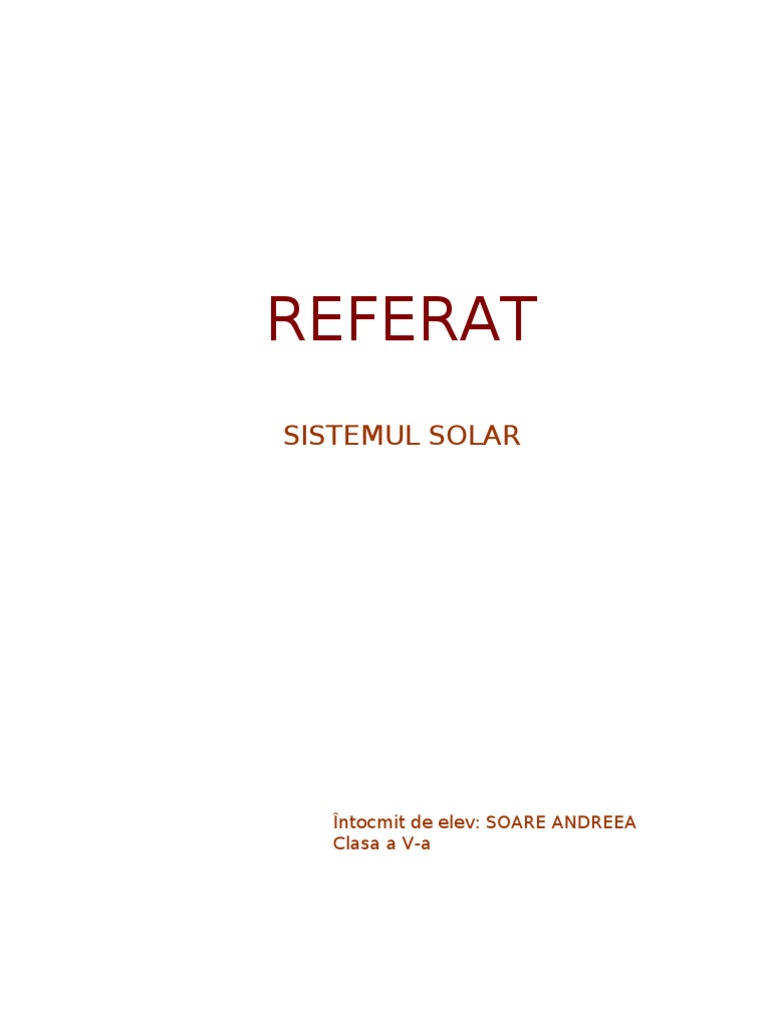Referat Sistemul Solar | PDF
