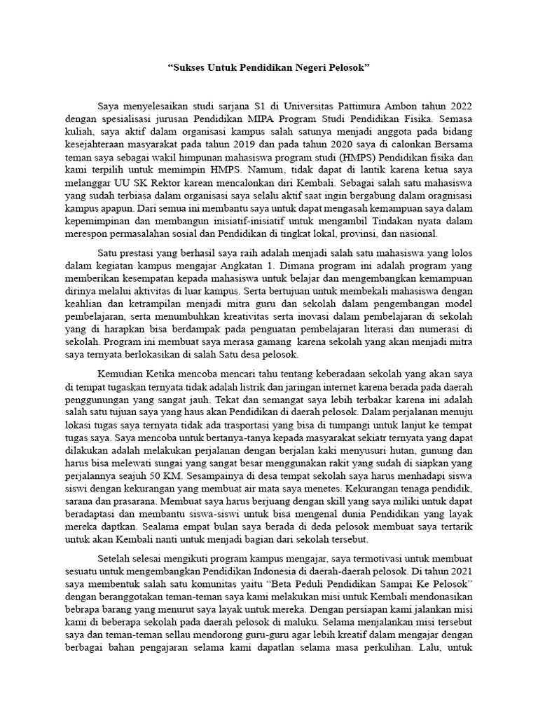 Essay LPDP RL | PDF