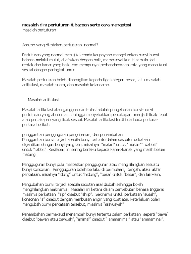 Masalah Dlm Pertuturan Pdf