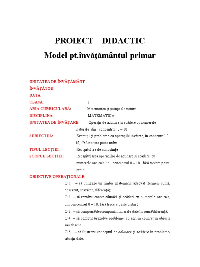 Proiect Didactic , Proiectarea didactică – EYCURB