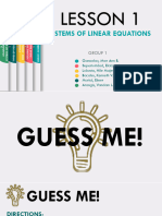 Lesson 1 Systems of Linear Equations