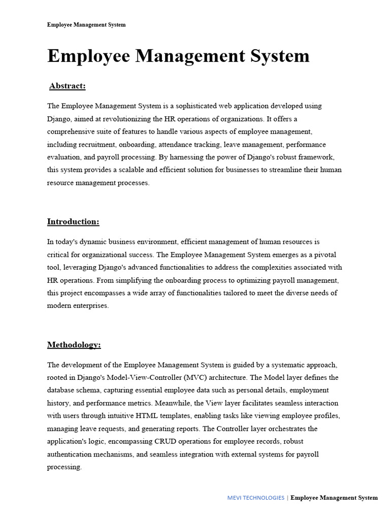 Employee Management System | PDF | Model–View–Controller | Databases