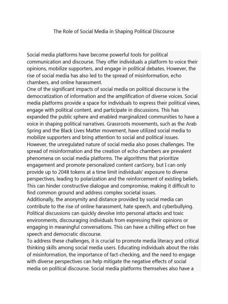 Role Of Social Media Research Paper