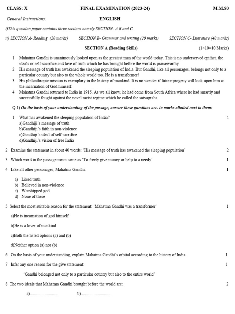 English Class 9th Pdf Mahatma Gandhi