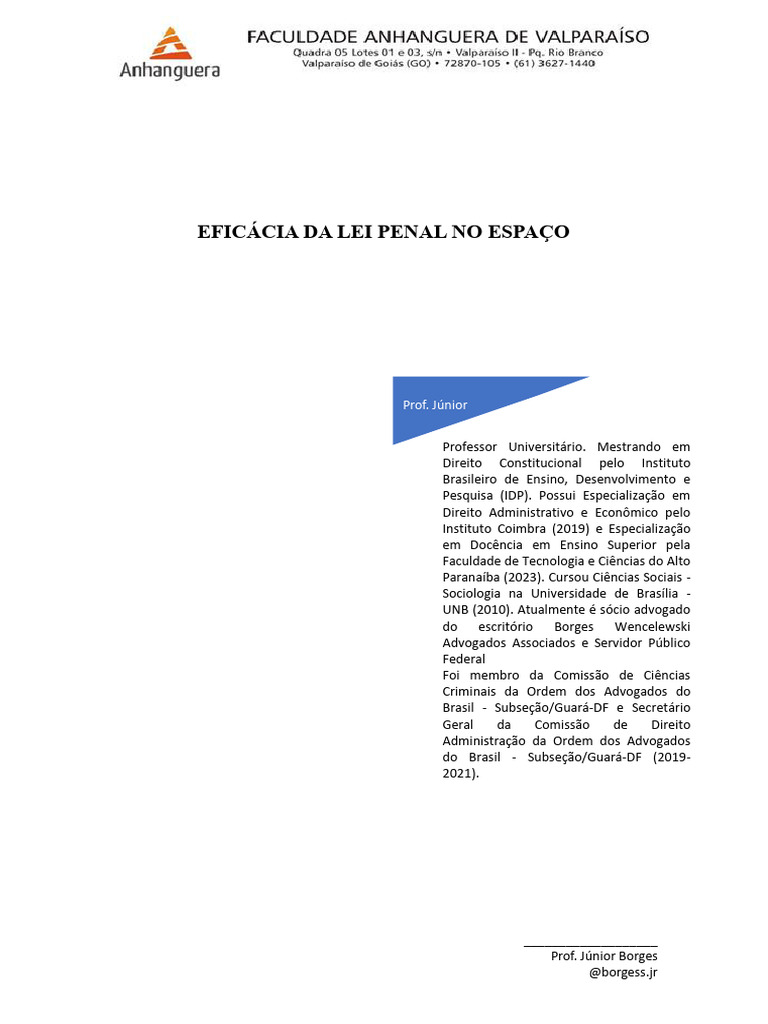 Eficácia da Lei Penal no Espaço Brasileiro | PDF | Crimes | Crime e ...