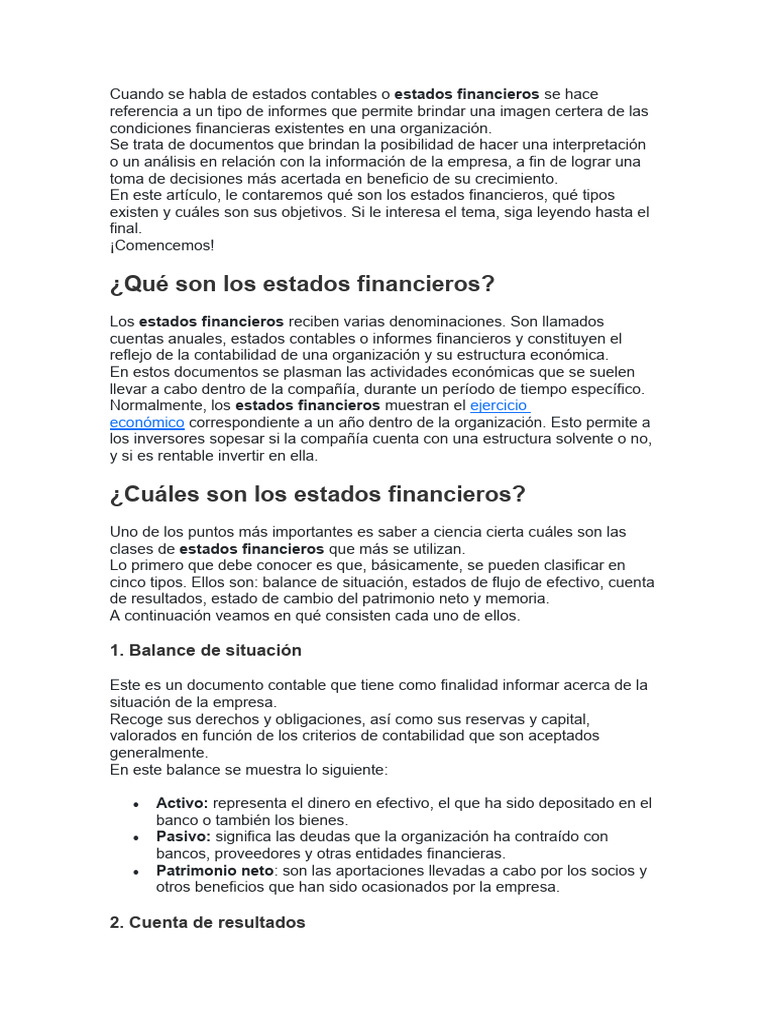 Los Estados Financieros 2 | PDF | Estado financiero | Contabilidad