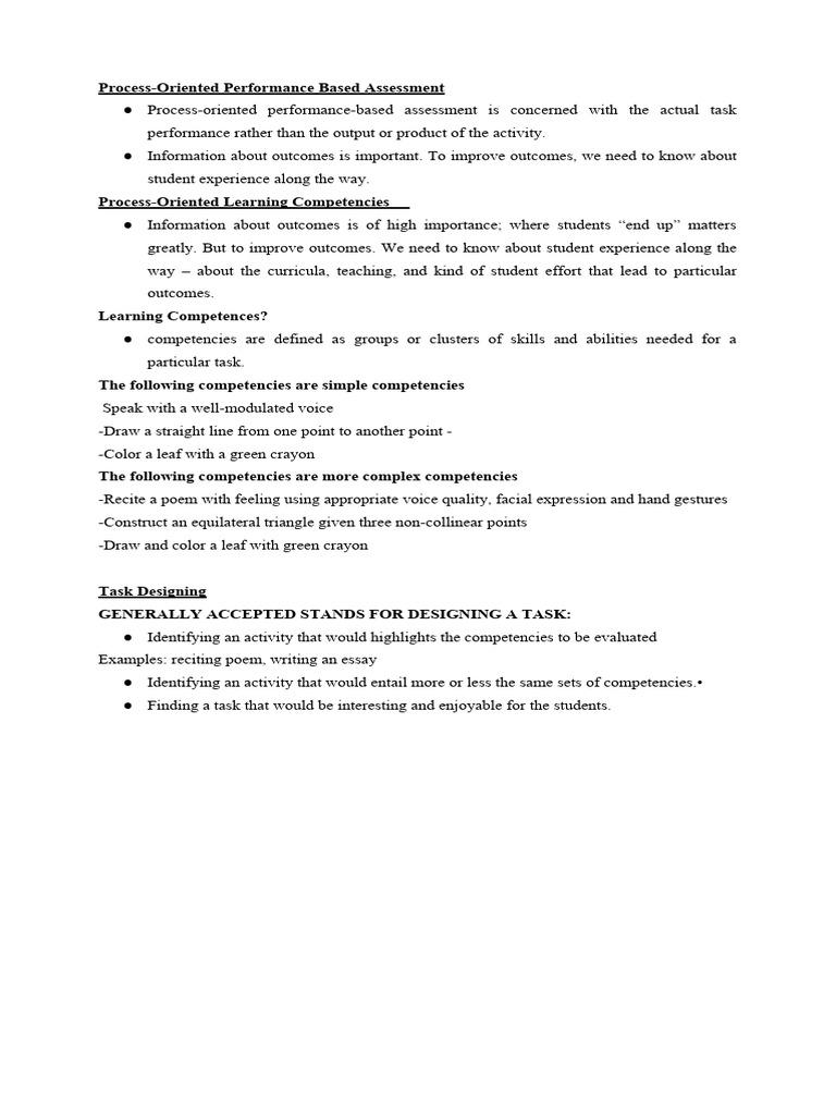 Process oriented performance based assessment group4 pdf rubric