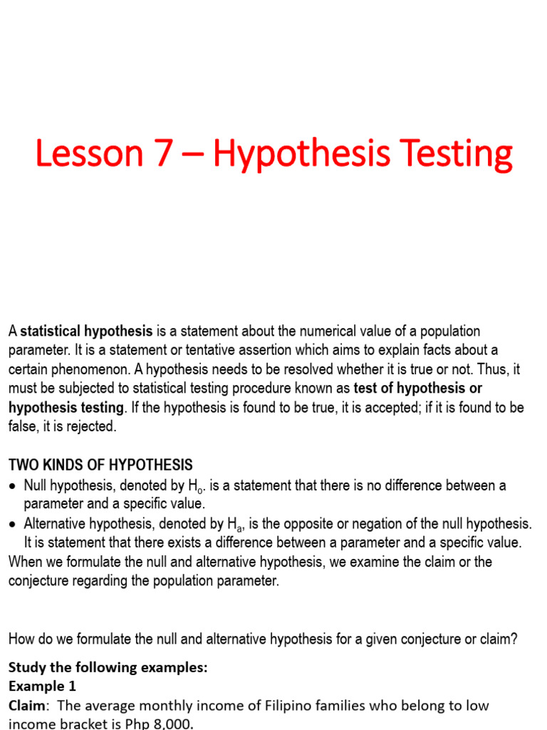 Hypothesis Testing Basics | PDF | Statistical Hypothesis Testing ...
