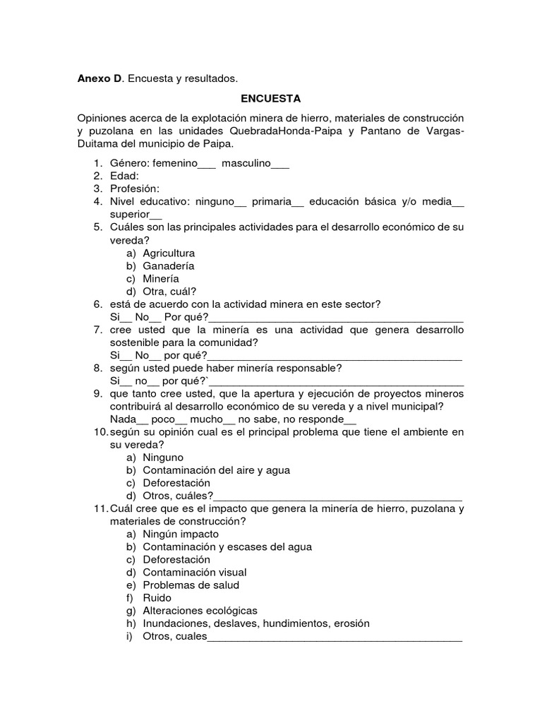Anexo D PDF | PDF | Minería | Deforestación