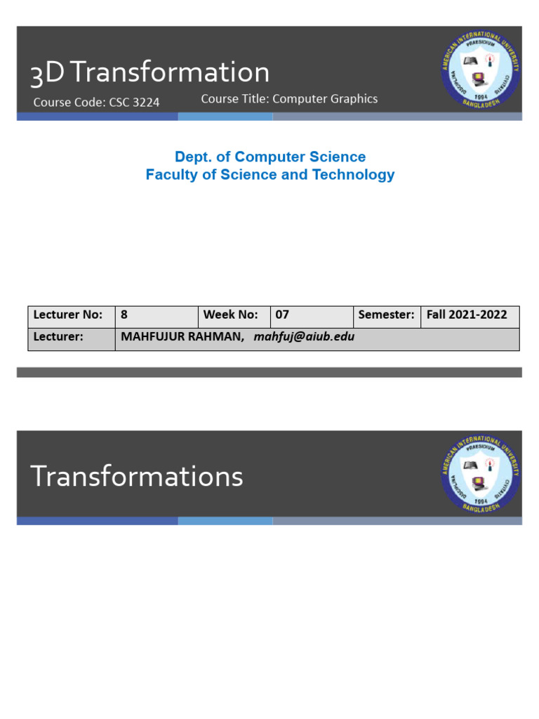 Understanding 3D Transformations in Graphics | PDF