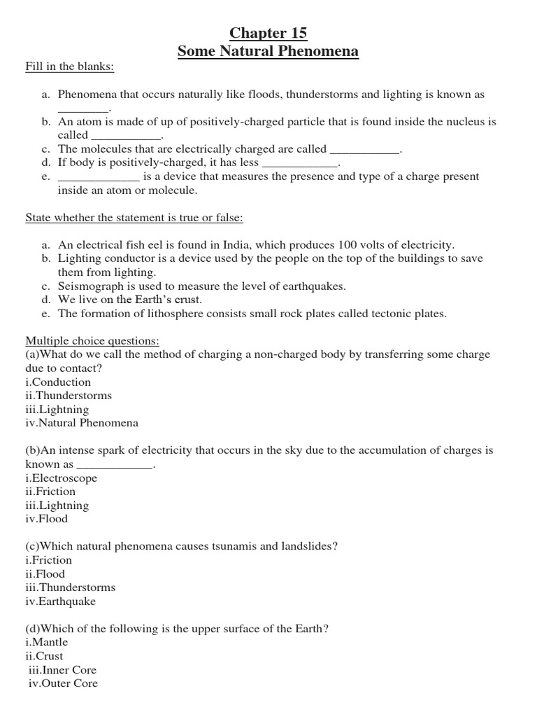 Chapter 15 Some Natural Phenomena Pdf Earthquakes Electric Charge