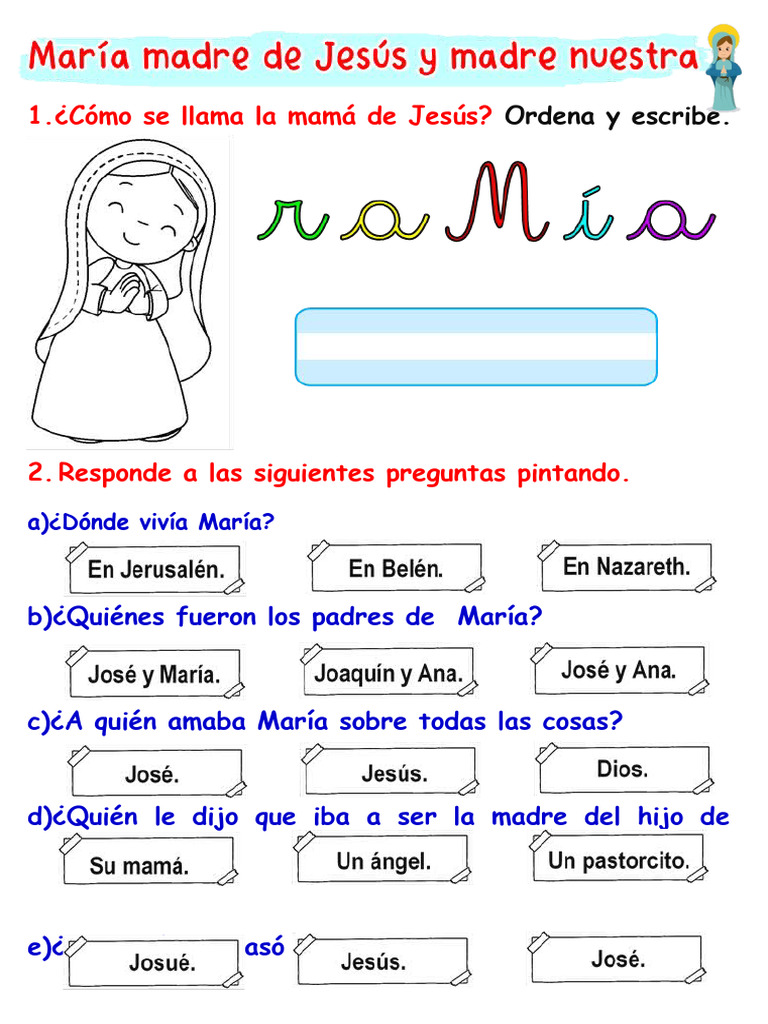 Ficha María, Madre de Jesús y Madre Nuestra | PDF