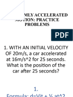 Uniformly Accelerated Motion - Practice Problems