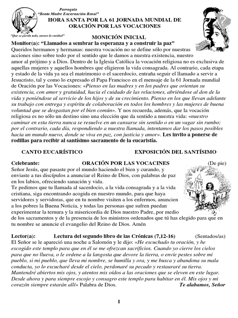 HORA SANTA POR LA 61 JORNADA MUNDIAL DE ORACION POR LAS VOCACIONES 25 ...