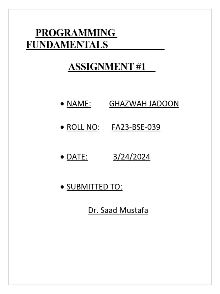 Programming Fundamental | PDF