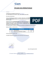 Certificado de Operatividad de Sistema de Agua Contra Incendio - 1502