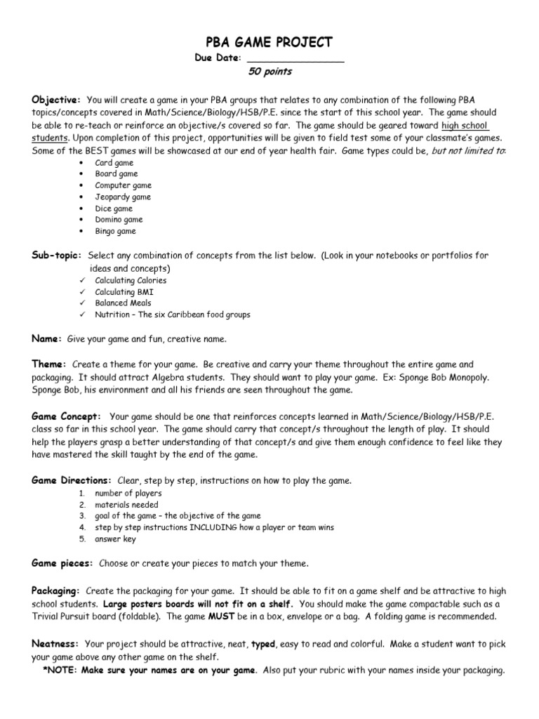 Pba math science game rubric pdf cognition