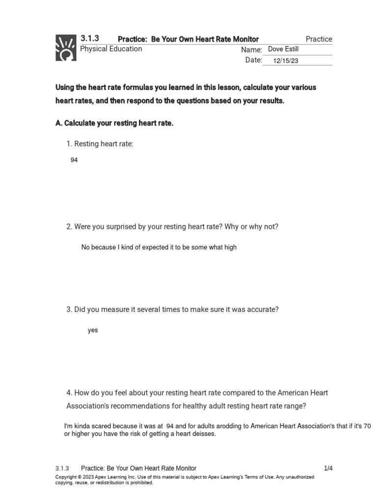 3.1.3 Practice - Be Your Own Heart Rate Monitor Pe | PDF | Heart Rate ...